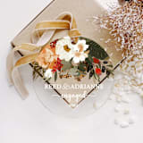 "Personalized Acrylic Fall Peonies Engagement Ornament, Set of 1" - Ornaments in multicolor by Iveta Abolina