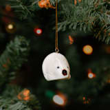 "Mini Tagua Ivory Sitting Hedgehog Ornament" - Ornaments in beige by Aahlada Chennupati