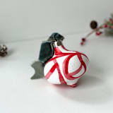"Red Plant Cell Ornament with Green Ribbon" - Ornaments in red by Mary Gaspar