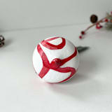 "Red Plant Cell Ornament with Green Ribbon" - Ornaments in red by Mary Gaspar
