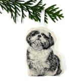 "Silkscreen Shih Tzu Ornament" - Ornaments in beige by Broderpress