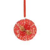 "Maasai Beads Red Flower Ornament" - Ornaments in beige by Aahlada Chennupati
