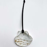 "Original Hand-Painted Natural Seashell Ornament, Pale Blue, White & Gold" - Ornaments in gold by Nicoletta Savod