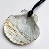 "Original Hand-Painted Natural Seashell Ornament, Pale Blue, White & Gold" - Ornaments in gold by Nicoletta Savod