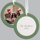 "Green Border with Photo Round Disc Ornament - BR Double Sided" - Ornaments in multicolorassorted-colors by Colin Supple