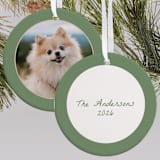 "Green Border with Photo Round Disc Ornament - BR Double Sided" - Ornaments in multicolorassorted-colors by Colin Supple