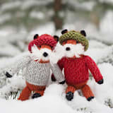 "Fox Ornaments, set of 3" - Ornaments in multicolor by Melange Collection