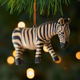 "Painted Wood Zebra Christmas Ornament" - Ornaments in black by Aahlada Chennupati