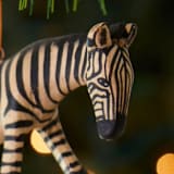 "Painted Wood Zebra Christmas Ornament" - Ornaments in black by Aahlada Chennupati