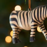 "Painted Wood Zebra Christmas Ornament" - Ornaments in black by Aahlada Chennupati