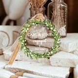 "Personalized Acrylic Wreath Engaged Ornament, Set of 1" - Ornaments in green by Iveta Abolina