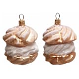 "Cream Puff Dessert Polish Blown Glass Christmas Ornament Set of 2 Decorations" - Ornaments in multicolor by Pinnacle Peak Trading Company