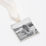 "Modern Name and Date Square Ornament Silver" - Ornaments in silver by Kimbra Mooers