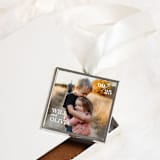 "Modern Name and Date Square Ornament Silver" - Ornaments in silver by Kimbra Mooers