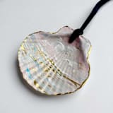 "Original Hand-Painted Natural Seashell Ornament, Soft Pink, White & Gold" - Ornaments in pink by Nicoletta Savod