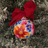"Bright Floral Hand-Painted Ceramic Ornament" - Ornaments in pink by The Savage Label