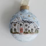 "Custom House Portrait Ornament - Holiday Theme" - Ornaments in blue by Kristen Laczi