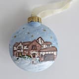 "Custom House Portrait Ornament - Holiday Theme" - Ornaments in blue by Kristen Laczi