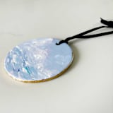 "Hand-Painted Ceramic Porcelain Ornament, Sky Blue & White with Gold Leaf Edging" - Ornaments in blue by Nicoletta Savod