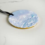 "Hand-Painted Ceramic Porcelain Ornament, Sky Blue & White with Gold Leaf Edging" - Ornaments in blue by Nicoletta Savod