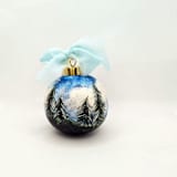 "Scenic Evergreen Landscape Hand Painted Ceramic Christmas Ornament" - Ornaments in blue by The Savage Label