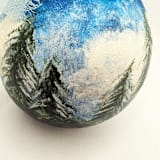 "Scenic Evergreen Landscape Hand Painted Ceramic Christmas Ornament" - Ornaments in blue by The Savage Label