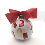 "Burgundy, Blush, and Gold Abstract Painted Ceramic Ornament" - Ornaments in red by The Savage Label