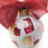 "Burgundy, Blush, and Gold Abstract Painted Ceramic Ornament" - Ornaments in red by The Savage Label