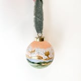 "Quiet Beauty  with Gold Foil - Ceramic Christmas Ornament" - Ornaments in orange by Johanne Dziemian