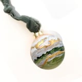 "Quiet Beauty  with Gold Foil - Ceramic Christmas Ornament" - Ornaments in orange by Johanne Dziemian