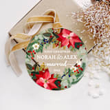 "Personalized Acrylic Poinsettia Christmas Married Ornament, Set of 1" - Ornaments in multicolor by Iveta Abolina