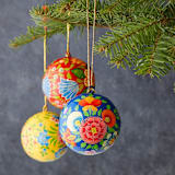 "Spring Floral Ornament Set of 3" - Ornaments in multicolor by Aahlada Chennupati