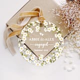 "Personalized Acrylic Spring Florals Engagement Ornament, Set of 1" - Ornaments in white by Iveta Abolina