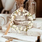"Personalized Acrylic Spring Florals Engagement Ornament, Set of 1" - Ornaments in white by Iveta Abolina