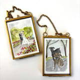 "Custom Mini Gold-Framed Portrait" - Ornaments in multicolor by Laura Kinsella
