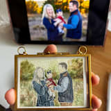 "Custom Mini Gold-Framed Portrait" - Ornaments in multicolor by Laura Kinsella