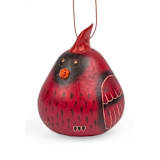 "Mini Gourd Cardinal Ornament" - Ornaments in red by Aahlada Chennupati