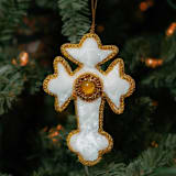 "White Zardozi Ornament Set of 3" - Ornaments in white by Aahlada Chennupati