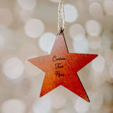 "Personalized Leather Star Ornament" - Ornaments in brown by Left Grain