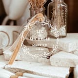 "Personalized Acrylic Floral Wreath Married Ornament, Set of 1" - Ornaments in white by Iveta Abolina