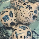 "Custom Hand-Painted Toile Glass Ornament" - Ornaments in white by Ashley Myers