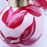 "Pink and Red Botanical Hand Painted Ceramic Christmas Ornament" - Ornaments in red by The Savage Label