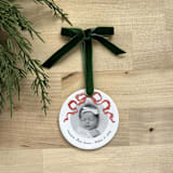 "Custom Ceramic Photo Ornament - Red Bow" - Ornaments in white by Holly Whitcomb