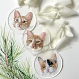 "Custom Pet Portrait Ornament, 3x3in. Round, Painting Commission" - Ornaments in multicolor by The Pink Parakeet