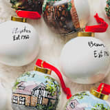 "Custom hand-painted House ornament" - Ornaments in white by Arohika Verma