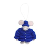 "Felt Puffer Coat Mouse Ornament-Blue" - Ornaments in blue by Global Goods Partners