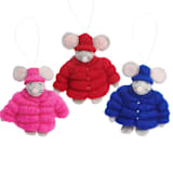 "Felt Puffer Coat Mouse Ornament-Blue" - Ornaments in blue by Global Goods Partners