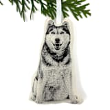 "Silkscreen Siberian Husky Ornament" - Ornaments in beige by Broderpress
