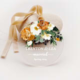 "Personalized Acrylic Peony Bouquet Married Ornament, Set of 1" - Ornaments in multicolor by Iveta Abolina