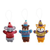"Felt Animals with Knit Sweater Ornaments-Mouse" - Ornaments in gray by Global Goods Partners
